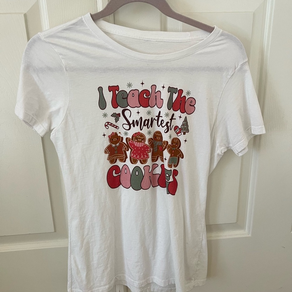 White Shirt with Gingerbread Design